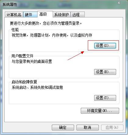 win7系统属性高级选项卡