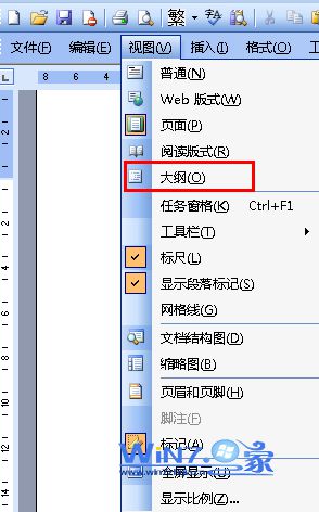点击“视图-大纲”项