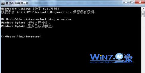 输入“net stop wuauserv”