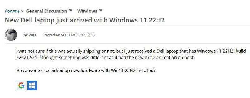 win11 22h2最细爆料版本号为Build 22621.52