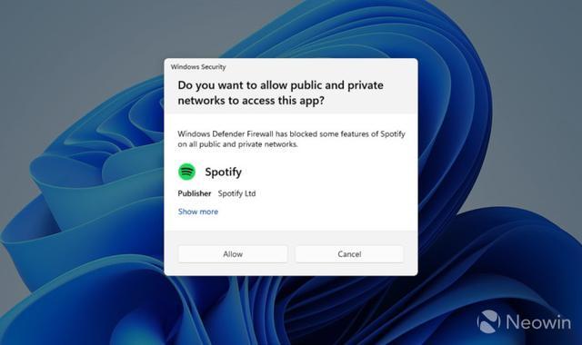 微软Win11 Build 25267重新设计应用防火墙申请窗口