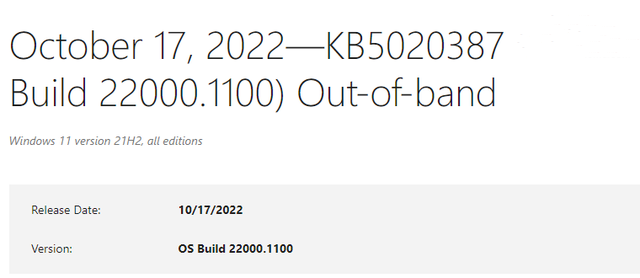 Win11 Build 22000.1100(KB5020387)OOB更新