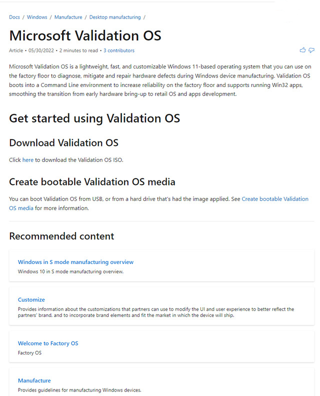 微软发布全新Win11轻量级系统Validation OS