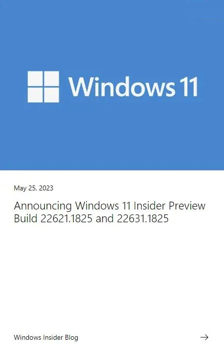 Win11 Beta预览版Build 22621.1825/22631.1825发布