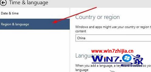 选择“Region and language”